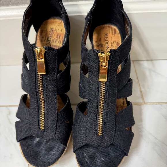 Merona Open Toe Black Espadrille Sandals - Size 8 - Picture 1 of 8